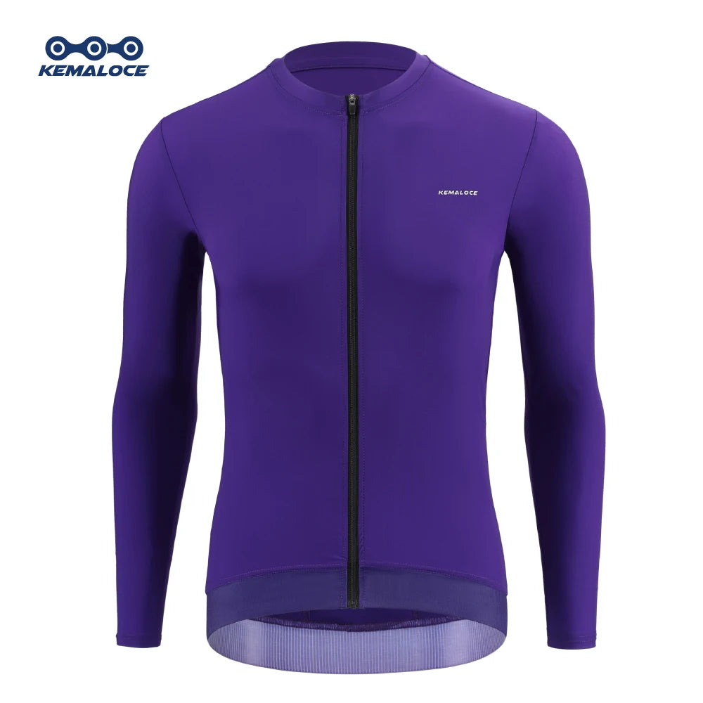 KEMALOCE Cycling Jersey Men Long Sleeve 2025 Autumn&Spring Black&Purple&Grey Reflective Breathable High End Bicycle Bike Jersey