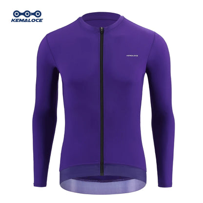 KEMALOCE Cycling Jersey Men Long Sleeve 2025 Autumn&Spring Black&Purple&Grey Reflective Breathable High End Bicycle Bike Jersey