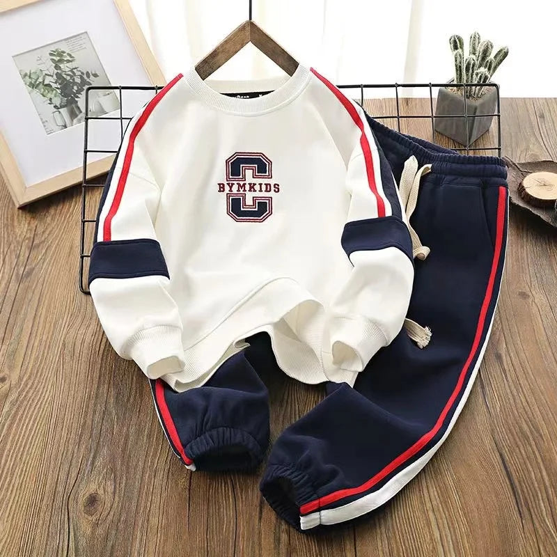 2024 New Spring Autumn Tracksuit Suit Child Baby Boy Korean Clothing Set Letter Coats + Pants 2Pcs For Kids Children Sets 4-14T