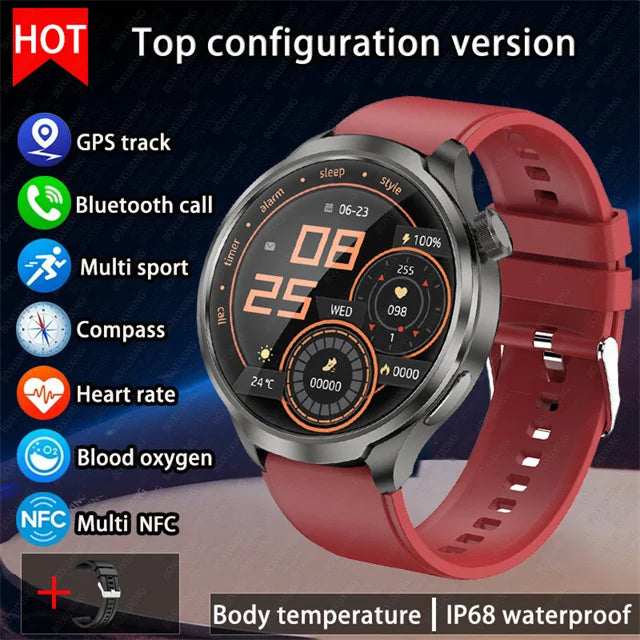 2025 New 1.85" AMOLED Screen GPS Sports Smart Watch Men NFC Compass Heart Rate Waterproof Bluetooth Call Smartwatch For HUAWEI