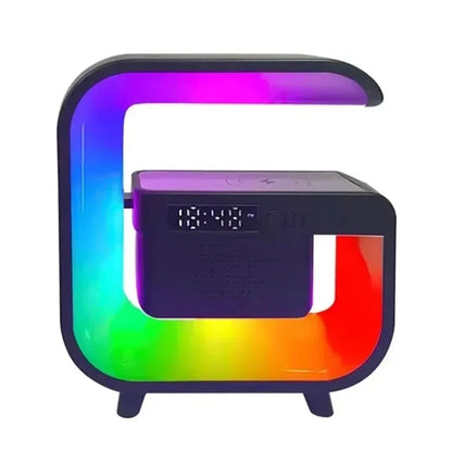 Wireless Charger Stand Pad Desktop Lamp Night Light Alarm Clock Bluetooth Speaker Fast Charging Station Dock For iPhone Samsung