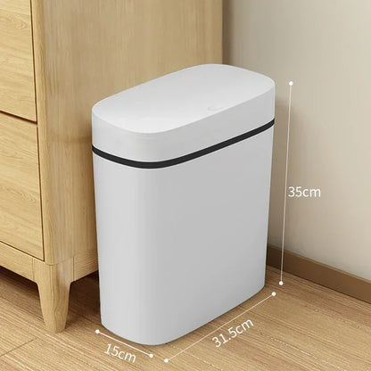 14L Push-type Trash Can Bathroom Trash Can Household Waterproof Narrow Gap Cleaning Storage Box Kitchen Trash Can Paper Basket