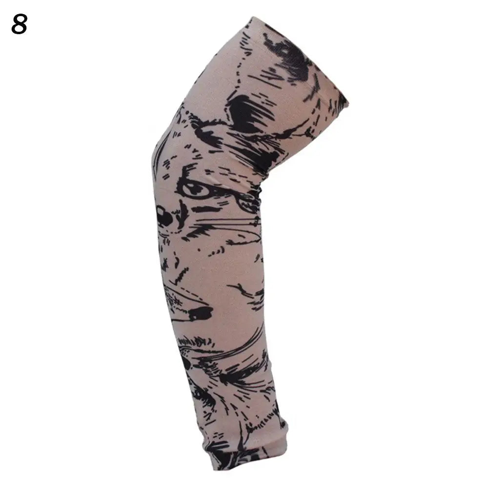 1Pcs New Flower Arm Tattoo Sleeves Seamless Outdoor Riding Sunscreen Arm Sleeves Sun Uv Protection Arm Warmers For Men Women