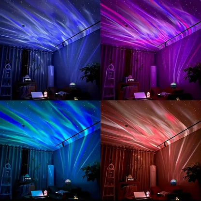 LED Starry Galaxy Projector Light RGB Smart Remote Control Star Aurora Lamp KTV USB Powered Auto Rotating for Home Bedroom Decor