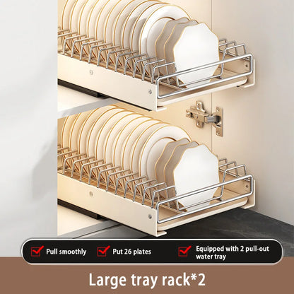 Pull Out Dish Racks Stainless Steel Bowl Storage Rack Cabinet Organizer Under Sink Pull-out Basket Drawer-type Plate Drain Rack