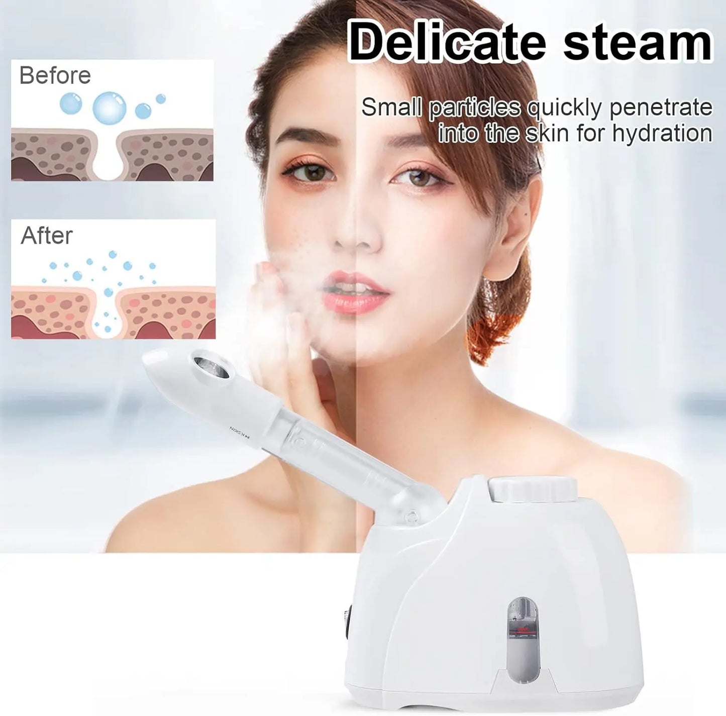 Facial Steamer Hydrating and Moisturizing Adjustable Nozzle for Unclogs Pores Deep Hydration & Cleansing Face Skin Care at Home