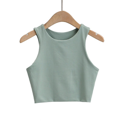 LUNDUNSHIJIA 2020 Summer Fashion Women Sexy Slim Tops O-neck Sleeveless Double Nylon Ladies Good Quality Tank Tops 6 Colors