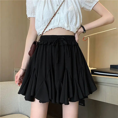 Skirts Women Pleated High Waist Fashion Solid Korean Style All-match Mini Summer Newest Simple Streetwear Holiday Female Leisure