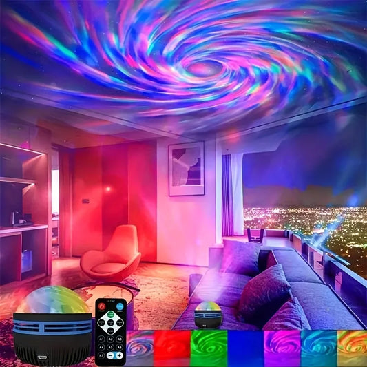 LED Starry Galaxy Projector Light RGB Smart Remote Control Star Aurora Lamp KTV USB Powered Auto Rotating for Home Bedroom Decor