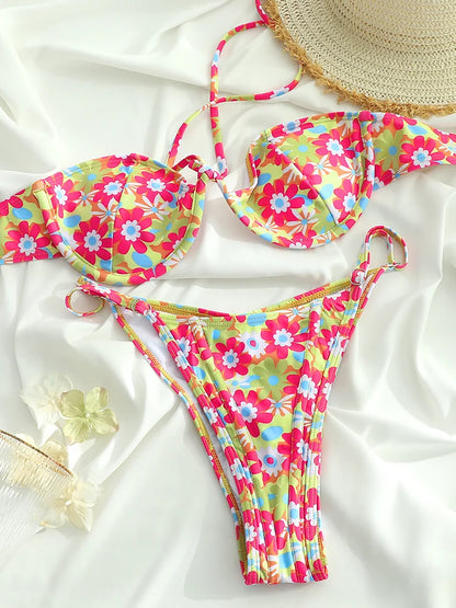 Push Up Swimsuit 2024 Bikinis Print Women Swimwear Cup Biquinis Brazilian Bikini Sets 2024 Bathing Suits Beach Wear Summer