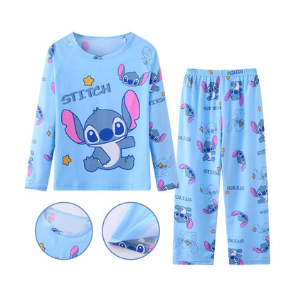 New Spring Autumn Children's Clothing Sets Stitch Boy Sleepwear Long sleeved pants Clothes Kids Pajamas Set Baby Girls Pyjamas