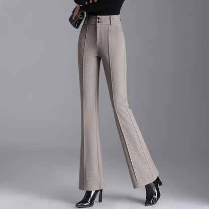 2024 Autumn New High Waist Slimming Draping Professional Micro-Pull Straight Suit Trousers Bell-Bottom Pants korean