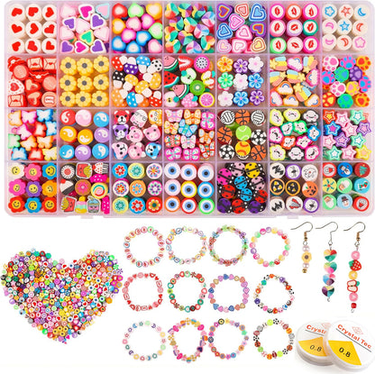 1 Box 28 Styles Cute Polymer Clay Beads Bracelet Necklace Making Kit Gift Box Charms for Jewelry Making DIY Accessories