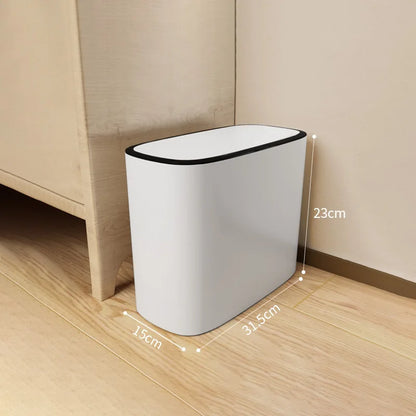 14L Push-type Trash Can Bathroom Trash Can Household Waterproof Narrow Gap Cleaning Storage Box Kitchen Trash Can Paper Basket