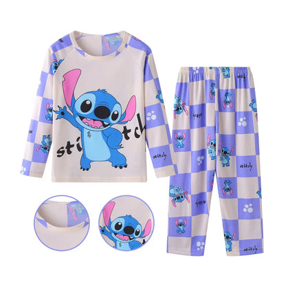 New Spring Autumn Children's Clothing Sets Stitch Boy Sleepwear Long sleeved pants Clothes Kids Pajamas Set Baby Girls Pyjamas