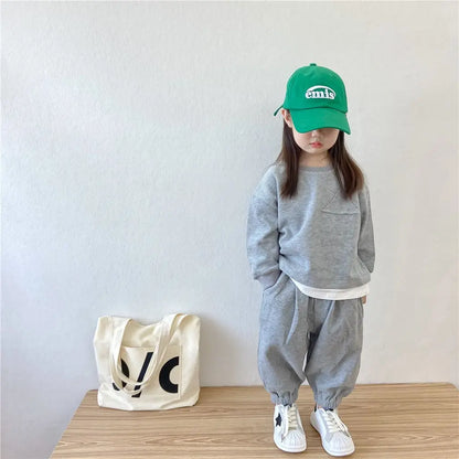 Girls' Spring and Autumn Suit 2022 New Children's Fashion Sports Sweater Two-Piece Set Baby Autumn One Set