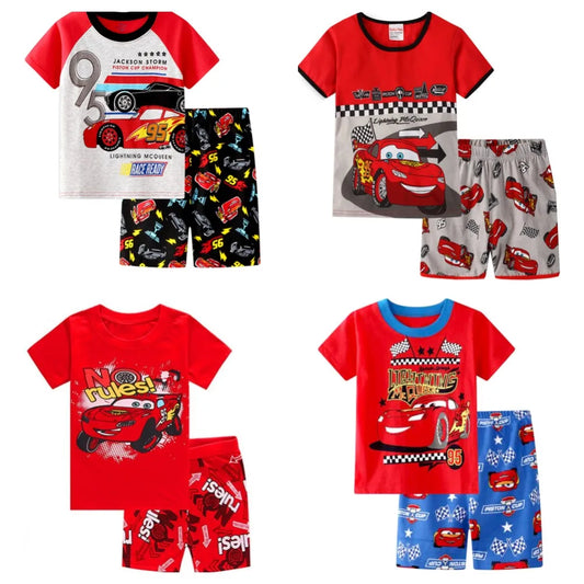 Summer Children Pajamas Set Short Sleeve T Shirt Shorts Car Boy Pyjamas Kids lightning mcqueen Pijamas Cartoon Baby Sleepwear