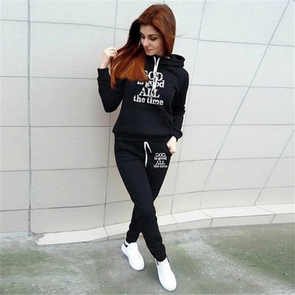 Women's Hoodie Set Sweatshirt Set GOD IS GOOD ALL THE TIME Print Sweatshirt Hoodie + Pants 2 Piece Sportswear