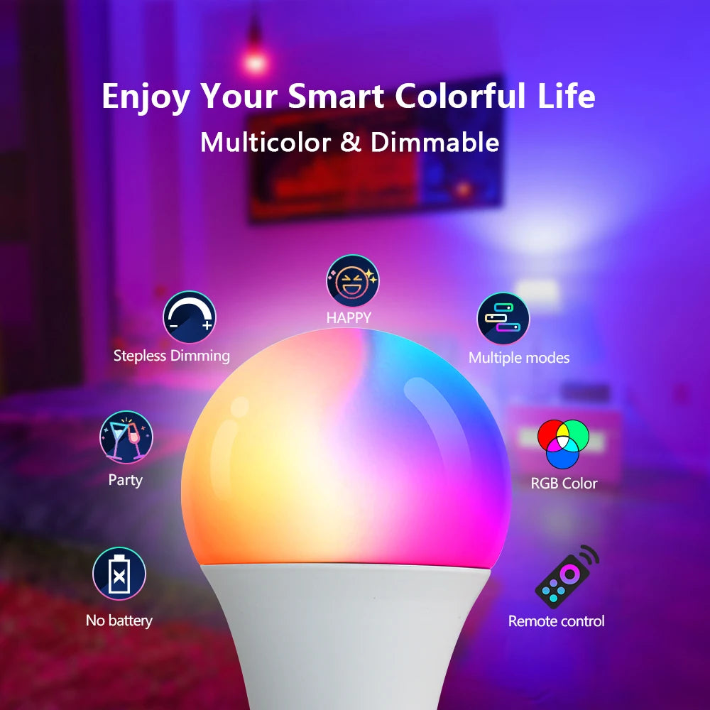 LED Light Bulbs AC 220V E27 RGB Bombillas LED Lamp IR Remote Control Changeable Colorful RGB White Ampoules Spotlight Led Bulb