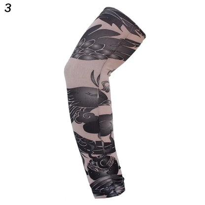 1Pcs New Flower Arm Tattoo Sleeves Seamless Outdoor Riding Sunscreen Arm Sleeves Sun Uv Protection Arm Warmers For Men Women