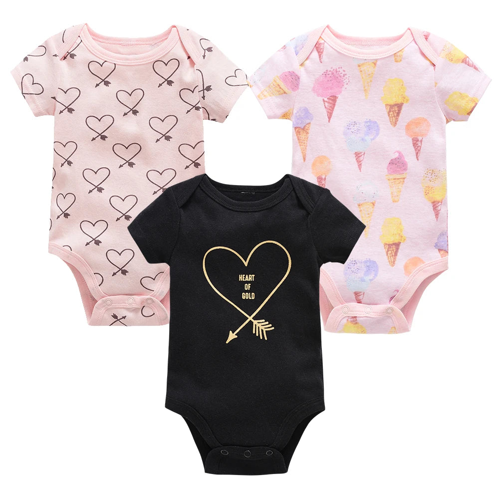 3/6 pcs a lot Baby Girls Clothes  pour nouveaux Cotton Short Sleeve Girl Bodysuit 0-12 Months Newborn Boys Clothing Toddler