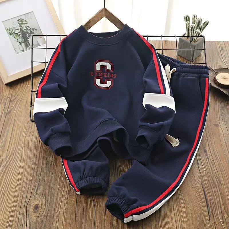 2024 New Spring Autumn Tracksuit Suit Child Baby Boy Korean Clothing Set Letter Coats + Pants 2Pcs For Kids Children Sets 4-14T