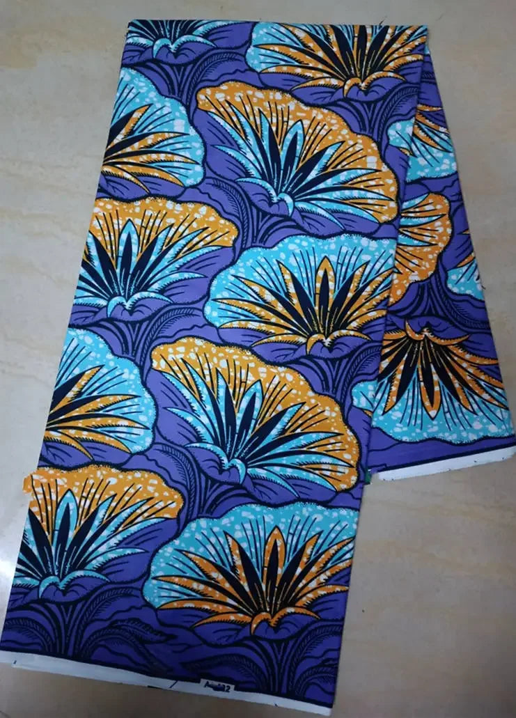 2024 New  Fabric 100% Original Real Ankara Fabric African Wax Fabric Block Print Batik Dutch Fabric 6yards For Party Dress