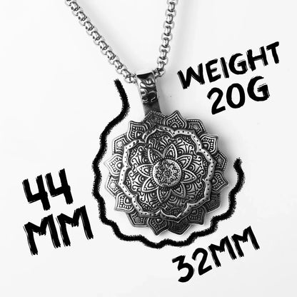 Buddhism Mandala Flower Amulet Men Necklaces Stainless Steel Pendants Chains Women Jewelry Cool Male Accessories Gifts Wholesale