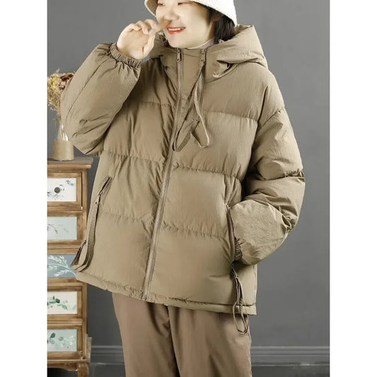 Women's Winter Thin Cotton-padded Coat Fashionable Hooded Loose-fit Padded Jacket For Petite Women