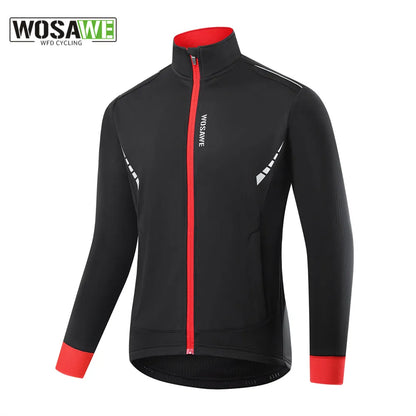 WOSAWE Winter Men Cycling Jacket Waterproof Windproof Thermal Fleece Bike Jersey MTB Bicycle Riding Running Snowboarding Jacket