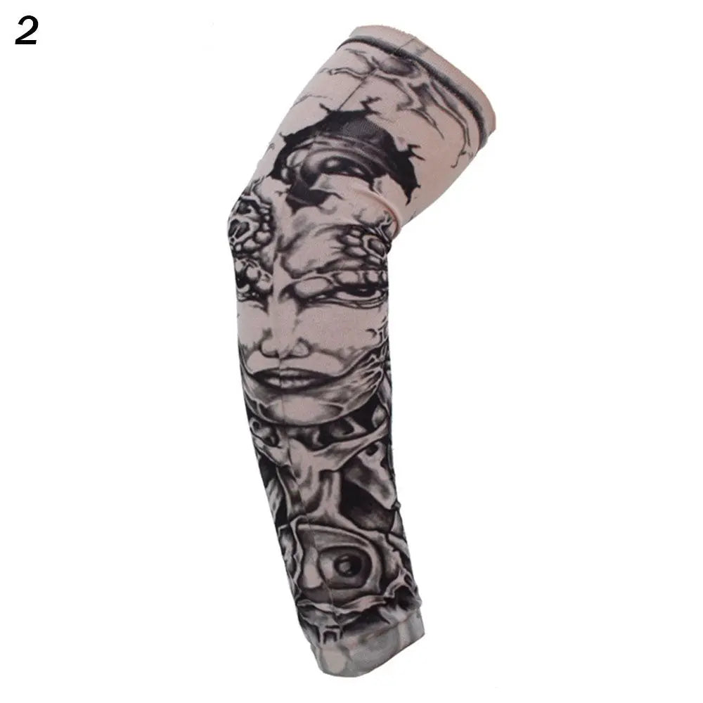 1Pcs New Flower Arm Tattoo Sleeves Seamless Outdoor Riding Sunscreen Arm Sleeves Sun Uv Protection Arm Warmers For Men Women