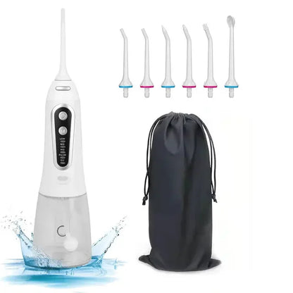 Oral Irrigator With Travel Bag Portable Water Flosser USB Rechargeable 6 Nozzles 300ml Water Tank Waterproof  Dental Water Jet