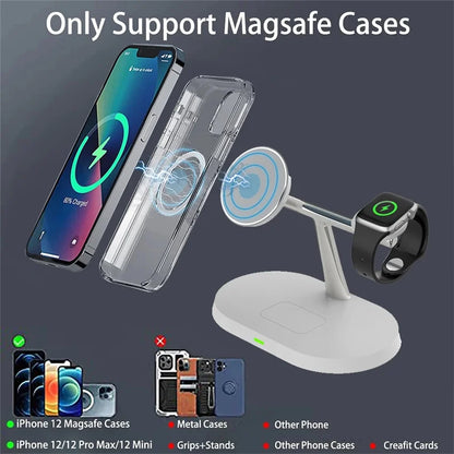 30W 3 In 1 Magnetic Wireless Charger Stand Fast Charging Dock Station for iPhone 15 14 13 12 Pro Max Apple Watch 8 7 Airpods Pro