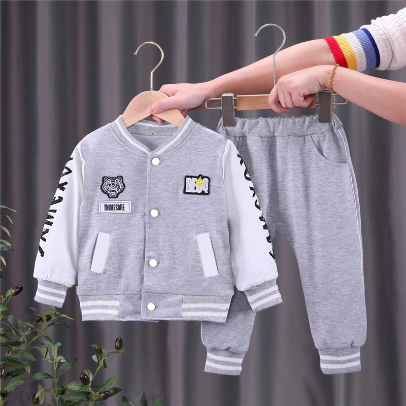 2024 New Kids Casual Clothing Sets Boys Girls Baseball Sports Suit Coat Pant 2Pcs Tracksuit Spring Autumn Thin Baby Outfits 1-4Y