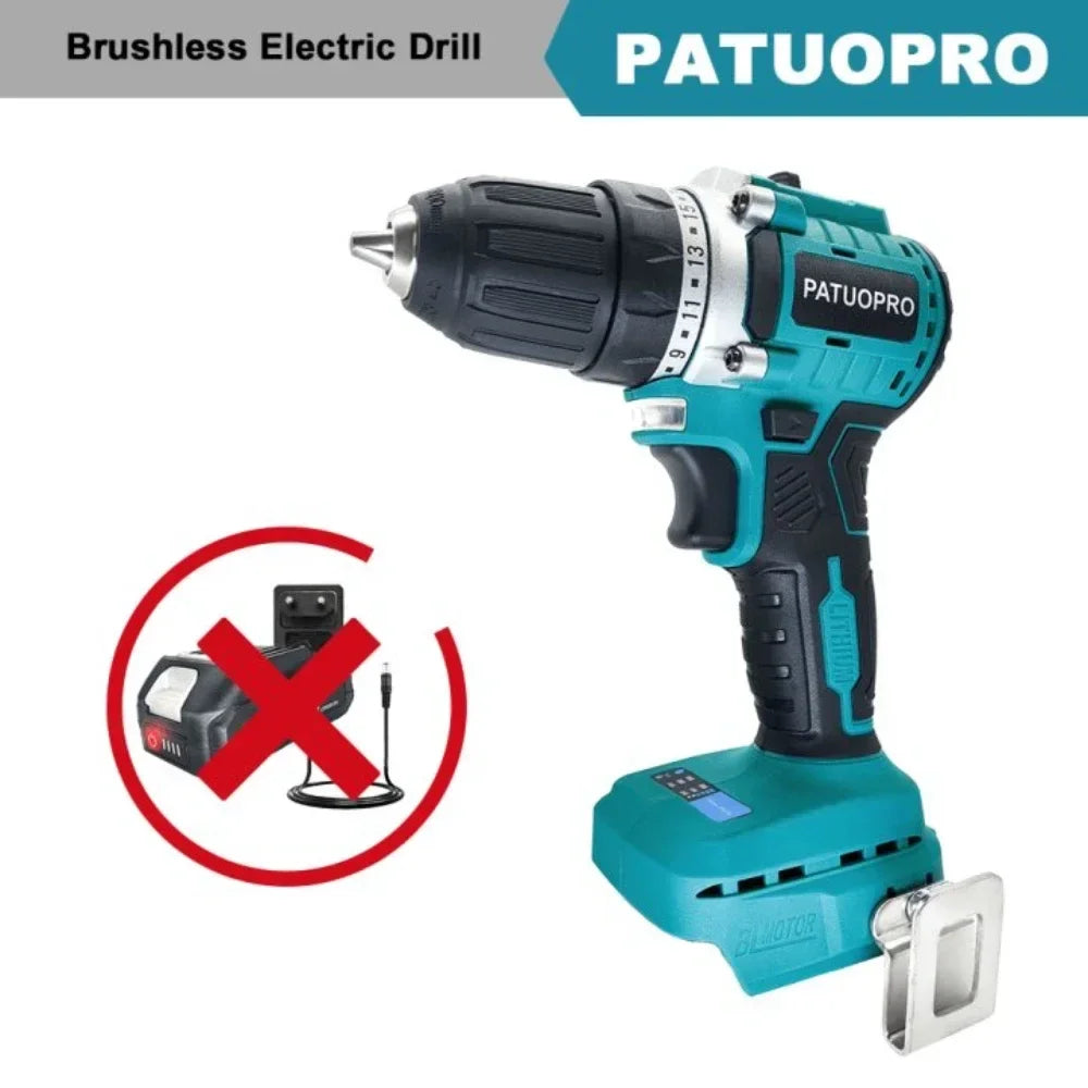 10mm Brushless Electric Drill Cordless Handheld Drill Screwdriver 2 Speed 23 Torque Setting Fit Makita 18V Battery (No Battery)