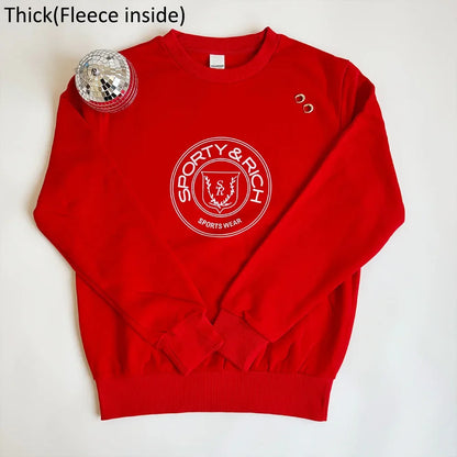 Sprot Make You Wellness Letters Printing 90's Loose Cotton Sweatshirts Women Red Long Sleeve Casual Pullover Ins Fashion Jumpers