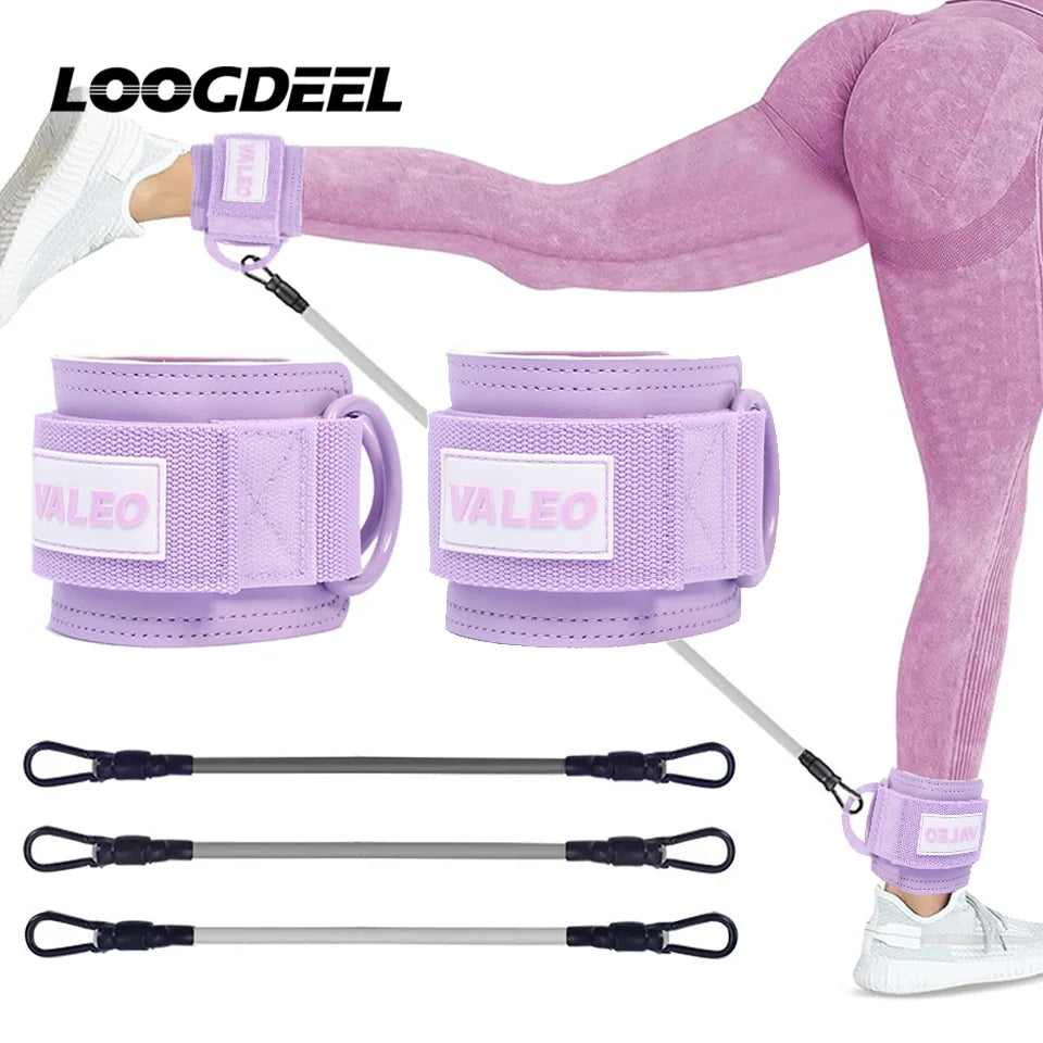 LOOGDEEL Resistance Bands Ankle Straps Adjustable Foot Support Padded Cuff Ankle Weight Leg Training Brace Yoga Sports Tools