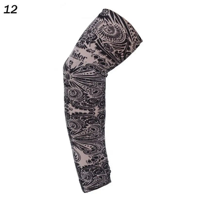 1Pcs New Flower Arm Tattoo Sleeves Seamless Outdoor Riding Sunscreen Arm Sleeves Sun Uv Protection Arm Warmers For Men Women