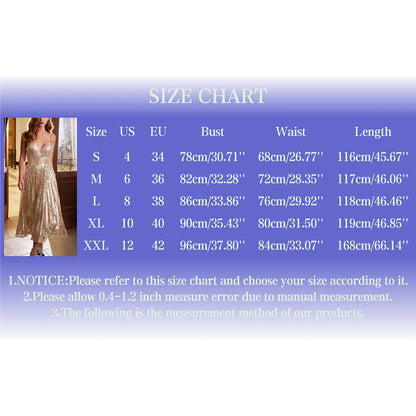 Luxury Sequin Long Dress For Wedding Guest Women's Spaghetti Strap High Waist Evening Party Dress A-Line Deep V-Neck Vestidos