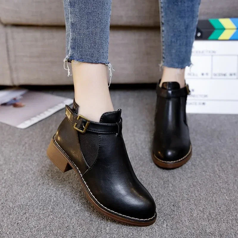 New 2024 Elegant Boots and Ankle Boots for Women Fashion Retro Platform Shoes Woman Autumn Round Toe  Luxury Ladies Shoes Casual