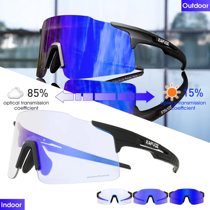 Photochromic Cycling Sunglasses  UV400 Cycling Glasses Outdoor Bike Eyewear MTB Hiking Sports Riding Glasses Bicycle Goggles