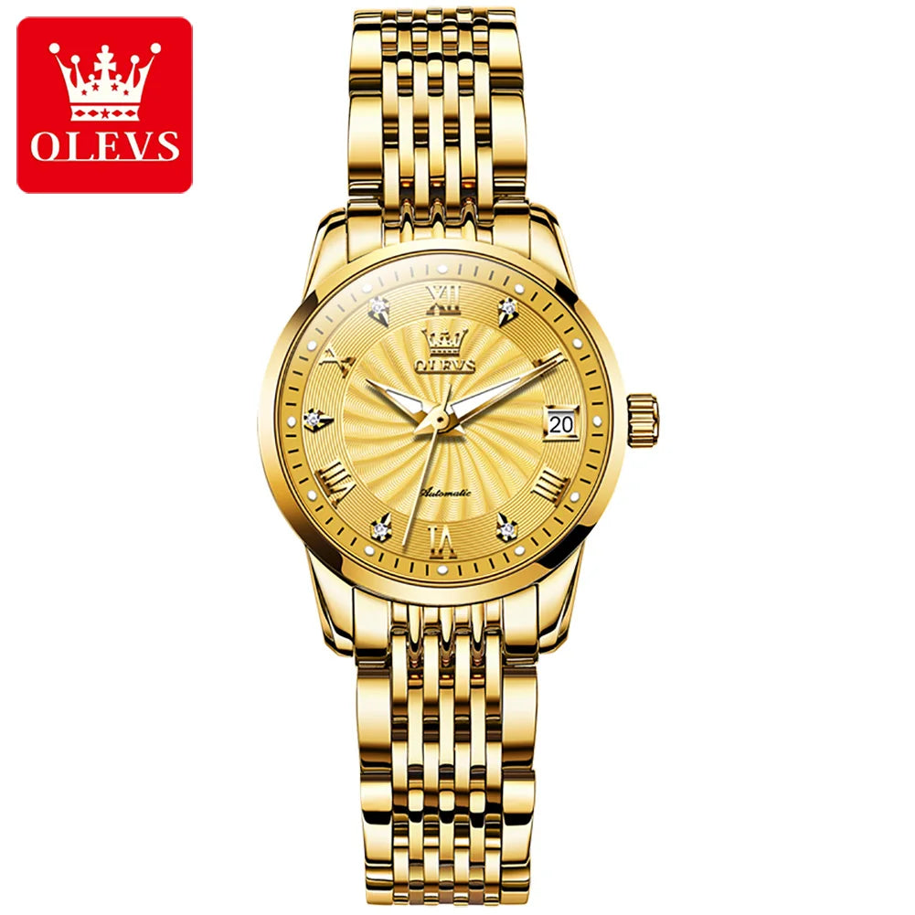 OLEVS Top Brand Luxury Watch for Men Automatic Movement Mechanical Male Wristwatch Waterproof Stainless Steel Men's Watches