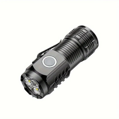 Tactical LED Mini Flashlight Outdoor 3 LEDs Torch Clip Magnet USB Rechargeable Work Light 5 Modes for Hiking Camping Car Repair