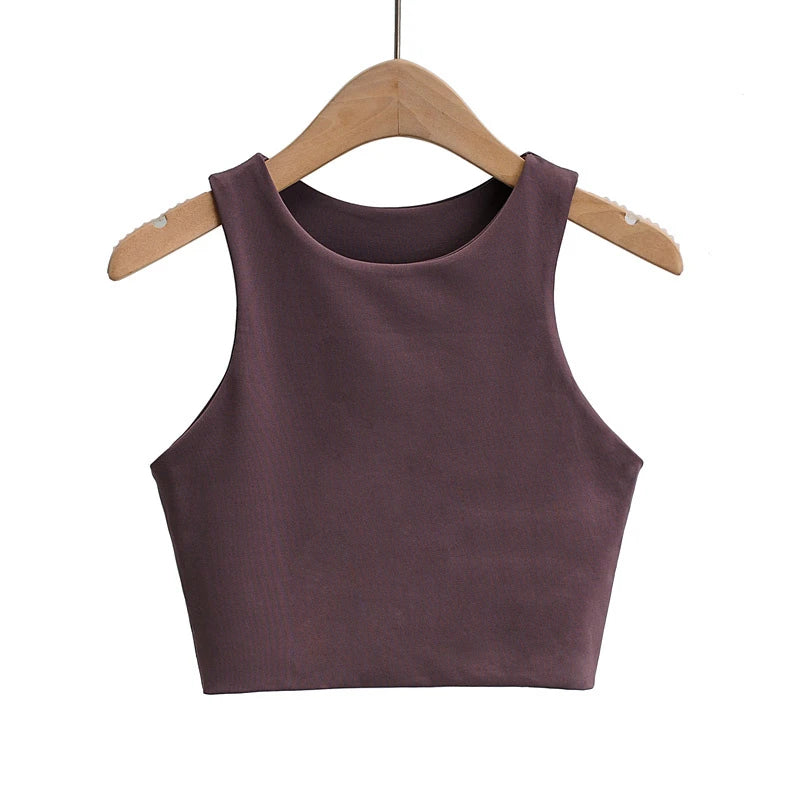 LUNDUNSHIJIA 2020 Summer Fashion Women Sexy Slim Tops O-neck Sleeveless Double Nylon Ladies Good Quality Tank Tops 6 Colors