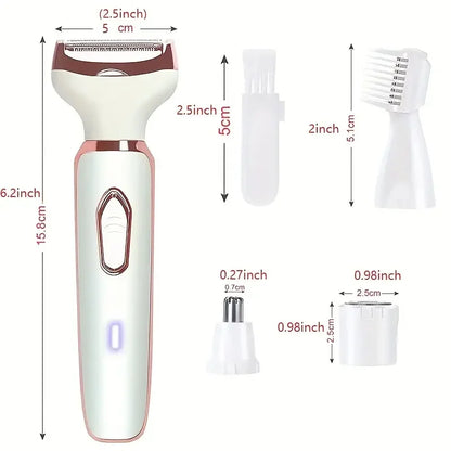 4 in 1 Electric Razor for Women Full Body Hair Trimmer Arm Armpit Private Hair Removal Instrument Dry and Wet Painless Depilator