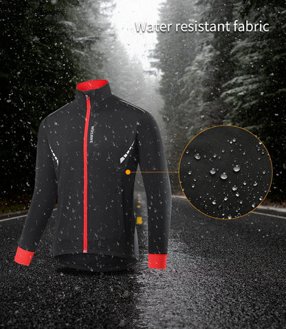 WOSAWE Winter Men Cycling Jacket Waterproof Windproof Thermal Fleece Bike Jersey MTB Bicycle Riding Running Snowboarding Jacket