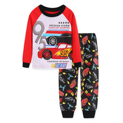 Spring Autumn Children's Clothing Sets Boys 95 Cars McQueen Cartoon Sleepwear Clothes Kids Pajamas Set Baby Girls Cotton Pyjamas