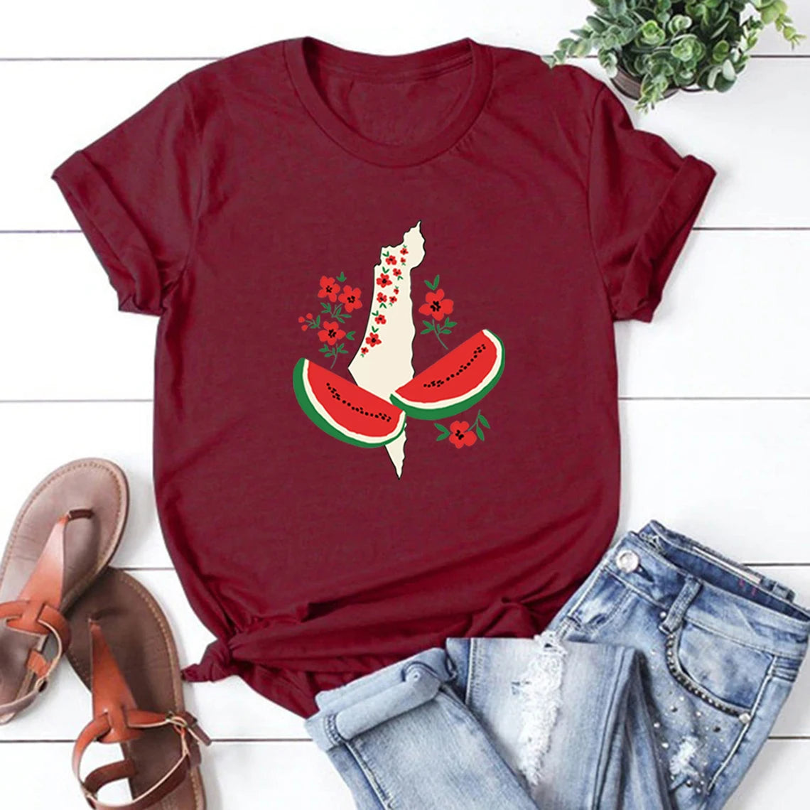 This Is Not A Watermelon T-Shirts Funny Watermelon Women Tshirt Short Sleeve Graphic T Shirts Female Clothing Streetwear Tops