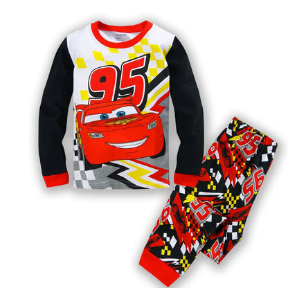 Spring Autumn Children's Clothing Sets Boys 95 Cars McQueen Cartoon Sleepwear Clothes Kids Pajamas Set Baby Girls Cotton Pyjamas