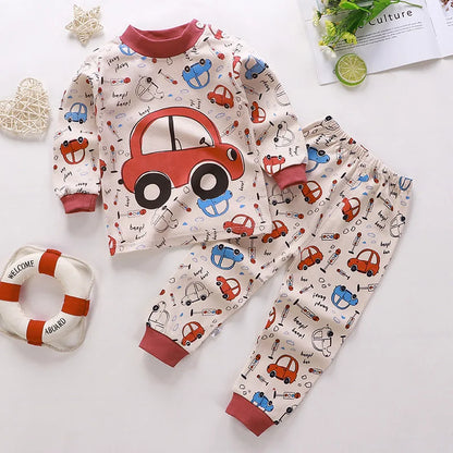 Cotton Boys Girls Sleepwear Suits Autumn Spring Newborn Underclothes 2pcs Kids Clothes Set Toddler Kids Pajamas